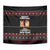 Meowy Christmas Woofy New Year Tapestry with Cat and Dog in Winter Hats and Festive Pattern Design - Wonder Print Shop