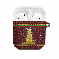 Merry Chickmas Christmas AirPods Case with Yellow Chickens Tree Design and Snowflake Pattern - Wonder Print Shop