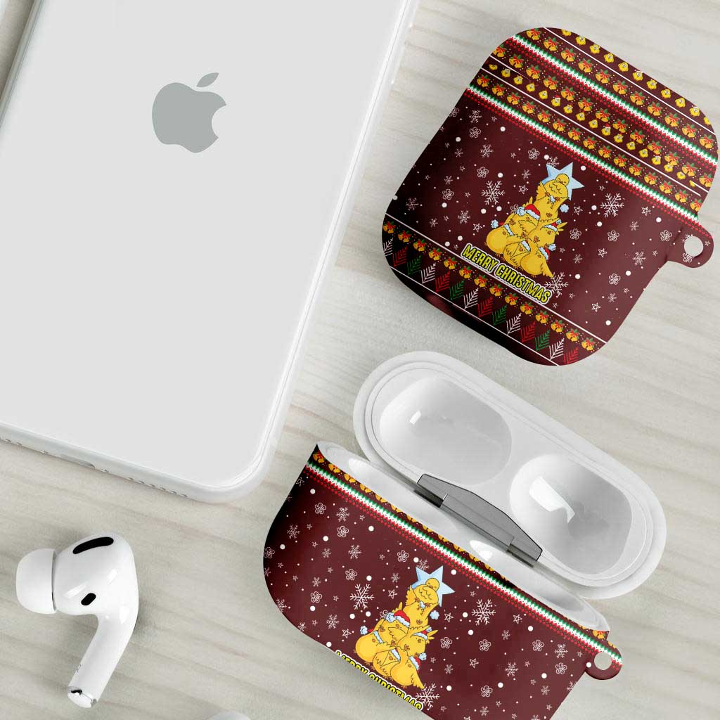Merry Chickmas Christmas AirPods Case with Yellow Chickens Tree Design and Snowflake Pattern - Wonder Print Shop