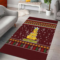 Merry Chickmas Christmas Area Rug with Yellow Chickens Tree Design and Snowflake Pattern - Wonder Print Shop