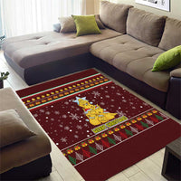 Merry Chickmas Christmas Area Rug with Yellow Chickens Tree Design and Snowflake Pattern - Wonder Print Shop