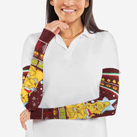 Merry Chickmas Christmas Arm Sleeves with Yellow Chickens Tree Design and Snowflake Pattern - Wonder Print Shop