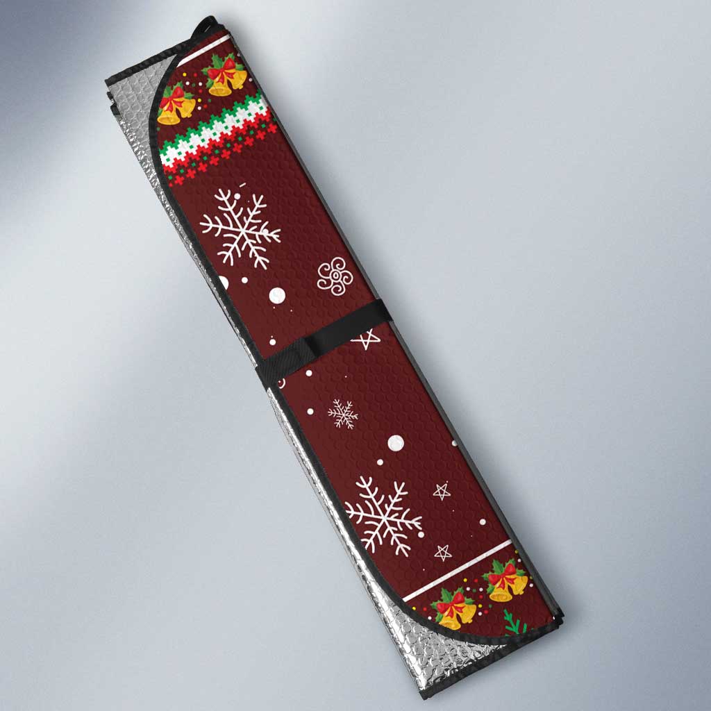 Merry Chickmas Christmas Auto Sun Shade with Yellow Chickens Tree Design and Snowflake Pattern - Wonder Print Shop