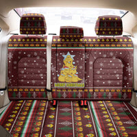Merry Chickmas Christmas Back Car Seat Cover with Yellow Chickens Tree Design and Snowflake Pattern - Wonder Print Shop
