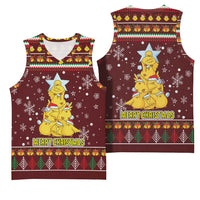 Merry Chickmas Christmas Basketball Jersey with Yellow Chickens Tree Design and Snowflake Pattern - Wonder Print Shop