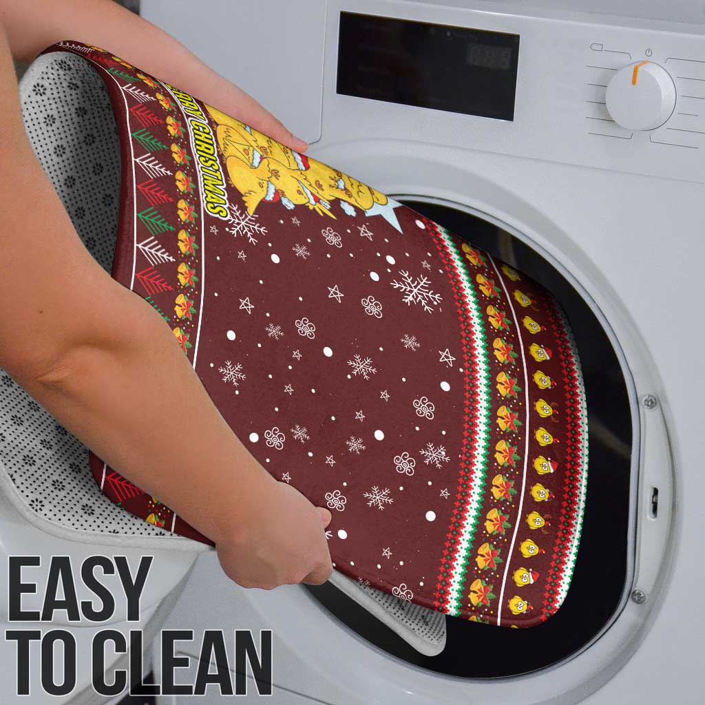 Merry Chickmas Christmas Bathroom Set with Yellow Chickens Tree Design and Snowflake Pattern - Wonder Print Shop