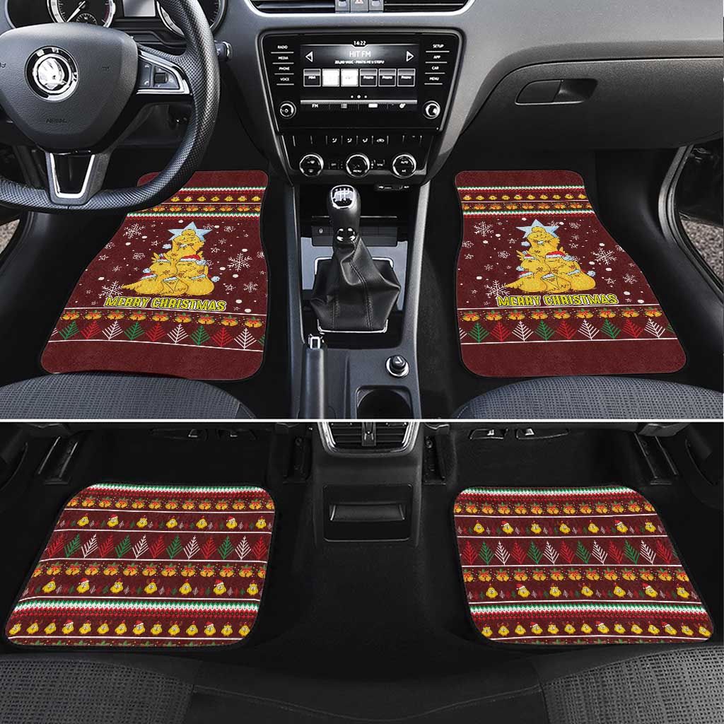 Merry Chickmas Christmas Car Mats with Yellow Chickens Tree Design and Snowflake Pattern - Wonder Print Shop