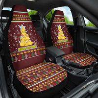 Merry Chickmas Christmas Car Seat Cover with Yellow Chickens Tree Design and Snowflake Pattern - Wonder Print Shop