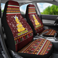 Merry Chickmas Christmas Car Seat Cover with Yellow Chickens Tree Design and Snowflake Pattern - Wonder Print Shop