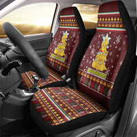 Merry Chickmas Christmas Car Seat Cover with Yellow Chickens Tree Design and Snowflake Pattern - Wonder Print Shop