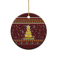 Merry Chickmas Christmas Ceramic Ornament with Yellow Chickens Tree Design and Snowflake Pattern - Wonder Print Shop