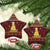 Merry Chickmas Christmas Ceramic Ornament with Yellow Chickens Tree Design and Snowflake Pattern - Wonder Print Shop