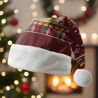 Merry Chickmas Christmas Santa Hat with Yellow Chickens Tree Design and Snowflake Pattern - Wonder Print Shop
