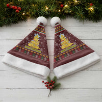 Merry Chickmas Christmas Santa Hat with Yellow Chickens Tree Design and Snowflake Pattern - Wonder Print Shop