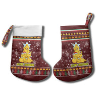 Merry Chickmas Christmas Stocking with Yellow Chickens Tree Design and Snowflake Pattern - Wonder Print Shop