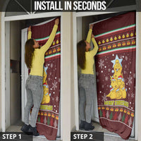 Merry Chickmas Christmas Door Cover with Yellow Chickens Tree Design and Snowflake Pattern - Wonder Print Shop