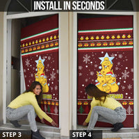 Merry Chickmas Christmas Door Cover with Yellow Chickens Tree Design and Snowflake Pattern - Wonder Print Shop