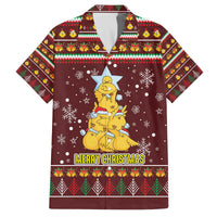 Merry Chickmas Christmas Family Matching Off The Shoulder Long Sleeve Dress and Hawaiian Shirt with Yellow Chickens Tree Design and Snowflake Pattern - Wonder Print Shop