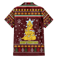 Merry Chickmas Christmas Family Matching Off The Shoulder Long Sleeve Dress and Hawaiian Shirt with Yellow Chickens Tree Design and Snowflake Pattern - Wonder Print Shop