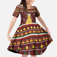 Merry Chickmas Christmas Family Matching Puletasi and Hawaiian Shirt with Yellow Chickens Tree Design and Snowflake Pattern - Wonder Print Shop