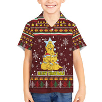 Merry Chickmas Christmas Hawaiian Shirt with Yellow Chickens Tree Design and Snowflake Pattern - Wonder Print Shop