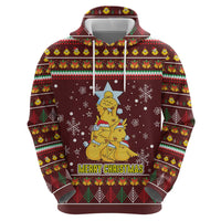 Merry Chickmas Christmas Hoodie with Yellow Chickens Tree Design and Snowflake Pattern - Wonder Print Shop