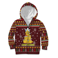 Merry Chickmas Christmas Kid Hoodie with Yellow Chickens Tree Design and Snowflake Pattern - Wonder Print Shop