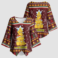 Merry Chickmas Christmas Kimono Sleeve Blouse with Yellow Chickens Tree Design and Snowflake Pattern - Wonder Print Shop