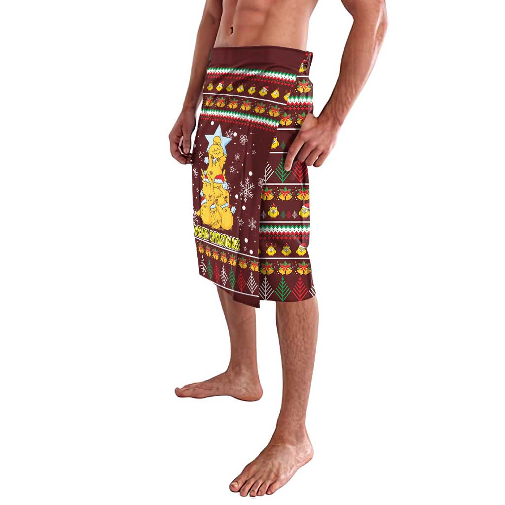 Merry Chickmas Christmas Lavalava with Yellow Chickens Tree Design and Snowflake Pattern - Wonder Print Shop