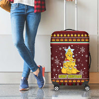 Merry Chickmas Christmas Luggage Cover with Yellow Chickens Tree Design and Snowflake Pattern - Wonder Print Shop