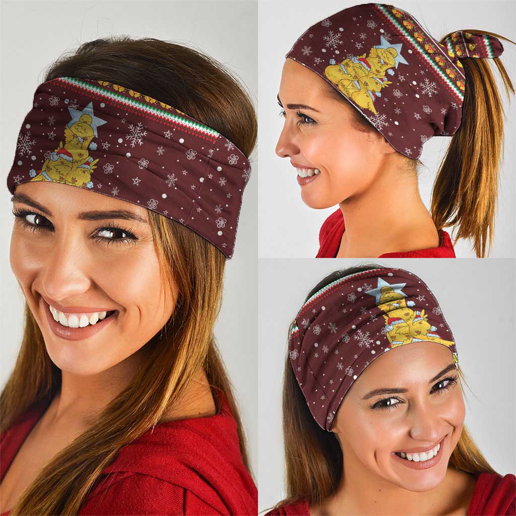 Merry Chickmas Christmas Neck Gaiter with Yellow Chickens Tree Design and Snowflake Pattern - Wonder Print Shop