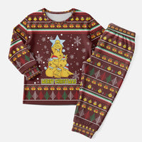 Merry Chickmas Christmas Pajama Set with Yellow Chickens Tree Design and Snowflake Pattern - Wonder Print Shop