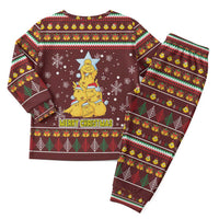 Merry Chickmas Christmas Pajama Set with Yellow Chickens Tree Design and Snowflake Pattern - Wonder Print Shop