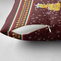 Merry Chickmas Christmas Pillow Cover with Yellow Chickens Tree Design and Snowflake Pattern - Wonder Print Shop