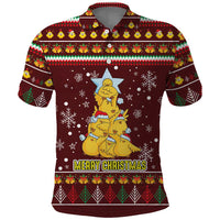 Merry Chickmas Christmas Polo Shirt with Yellow Chickens Tree Design and Snowflake Pattern - Wonder Print Shop