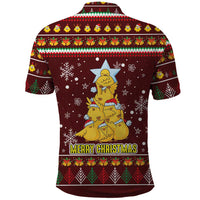 Merry Chickmas Christmas Polo Shirt with Yellow Chickens Tree Design and Snowflake Pattern - Wonder Print Shop