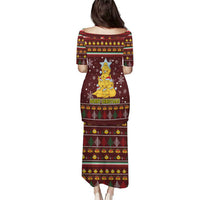 Merry Chickmas Christmas Puletasi with Yellow Chickens Tree Design and Snowflake Pattern - Wonder Print Shop