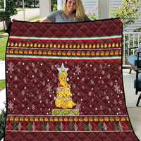 Merry Chickmas Christmas Quilt with Yellow Chickens Tree Design and Snowflake Pattern - Wonder Print Shop