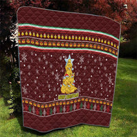 Merry Chickmas Christmas Quilt with Yellow Chickens Tree Design and Snowflake Pattern - Wonder Print Shop