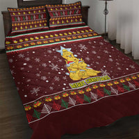 Merry Chickmas Christmas Quilt Bed Set with Yellow Chickens Tree Design and Snowflake Pattern - Wonder Print Shop