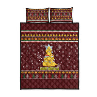 Merry Chickmas Christmas Quilt Bed Set with Yellow Chickens Tree Design and Snowflake Pattern - Wonder Print Shop