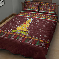 Merry Chickmas Christmas Quilt Bed Set with Yellow Chickens Tree Design and Snowflake Pattern - Wonder Print Shop