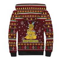 Merry Chickmas Christmas Sherpa Hoodie with Yellow Chickens Tree Design and Snowflake Pattern - Wonder Print Shop