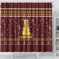 Merry Chickmas Christmas Shower Curtain with Yellow Chickens Tree Design and Snowflake Pattern - Wonder Print Shop