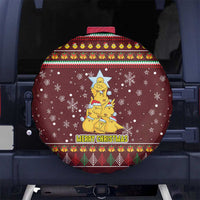 Merry Chickmas Christmas Spare Tire Cover with Yellow Chickens Tree Design and Snowflake Pattern - Wonder Print Shop