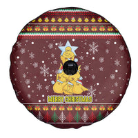 Merry Chickmas Christmas Spare Tire Cover with Yellow Chickens Tree Design and Snowflake Pattern - Wonder Print Shop