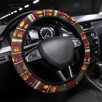 Merry Chickmas Christmas Steering Wheel Cover with Yellow Chickens Tree Design and Snowflake Pattern - Wonder Print Shop