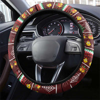 Merry Chickmas Christmas Steering Wheel Cover with Yellow Chickens Tree Design and Snowflake Pattern - Wonder Print Shop
