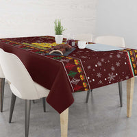 Merry Chickmas Christmas Tablecloth with Yellow Chickens Tree Design and Snowflake Pattern - Wonder Print Shop