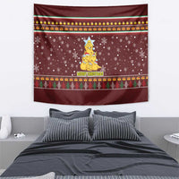 Merry Chickmas Christmas Tapestry with Yellow Chickens Tree Design and Snowflake Pattern - Wonder Print Shop